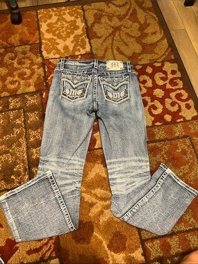 Miss Me Light Blue Embroidered Back Pocket Flare Jeans